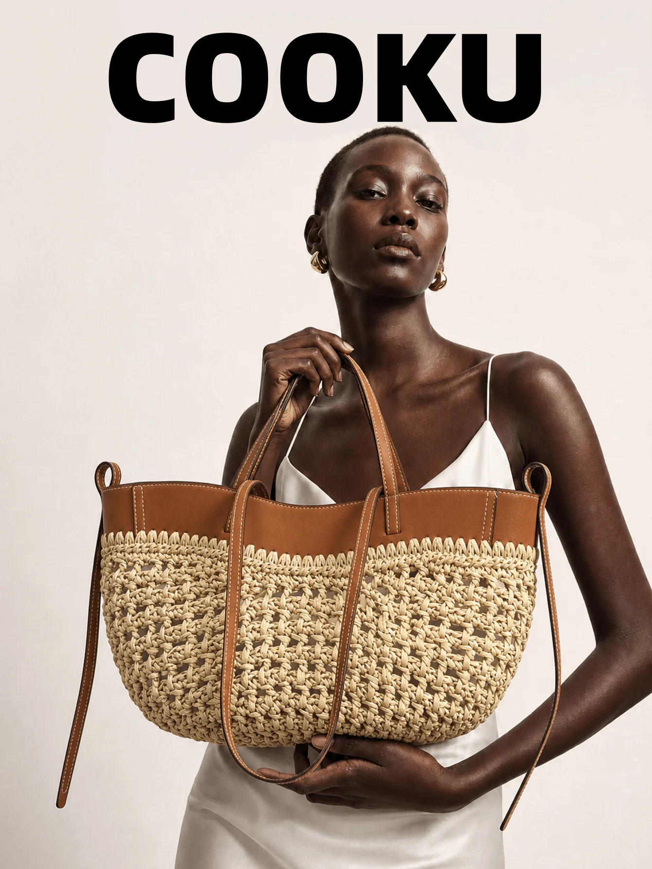 1 unidad. Bolso de hombro de estilo europeo y americano, ideal para llevar cruzado, para la playa, vacaciones de verano, de gran capacidad, tipo cesta, fabricado en PP (polipropileno) y tejido ligero. Bolso de textura ligera para mujer, adecuado para fiestas, banquetes y para el uso diario.