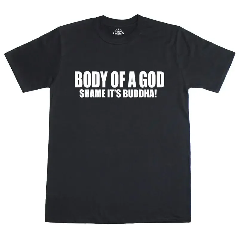Cuerpo De Un Dios Shame It's Buddah Regalo Divertido Hombre Holgado Camiseta T shirt