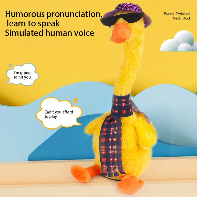 Dancing Duck Electronic Plush Toys Repeat Talking Sing Record Voice usb charge Funny Music Luminescent Gifts Plush Toy