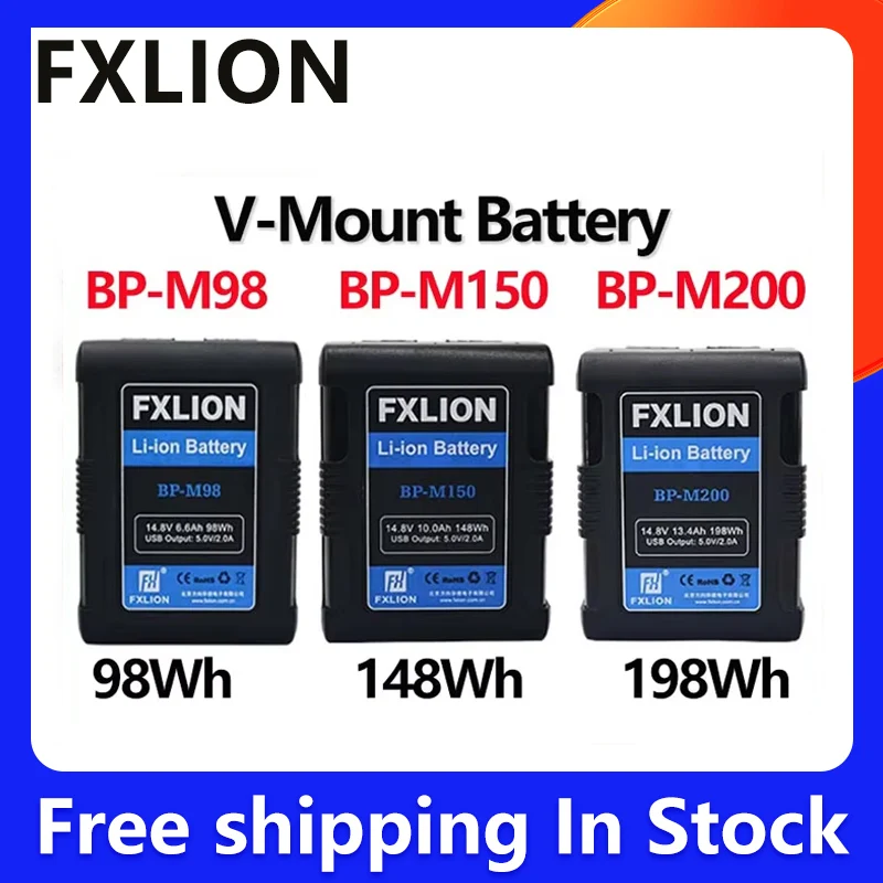 FXLION BP-M98 BP-M150 14.8V / 148Wh V-Mount Battery for Cameras Large LED Lights, Monitors, MacBook and Smartphone