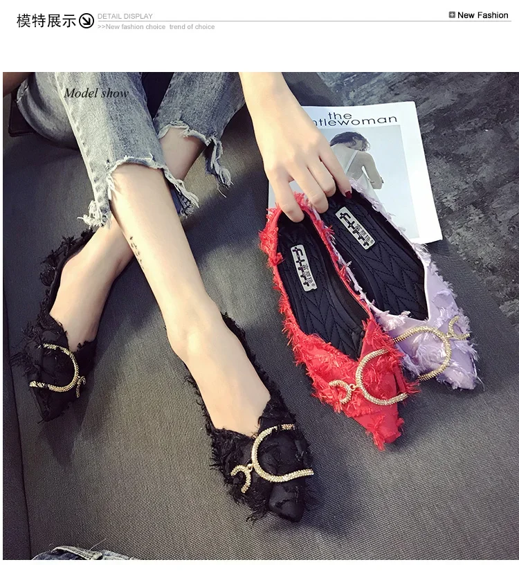 Luxury Women's Single Shoesfashion Pointed Flat Shoes Comfortable Soft Soled Loafers Ballet Shoes Lolita Woman Shoes