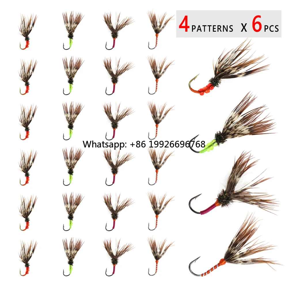 

24PCS/Set Tenkara Flies Sakasa Kebari Trout Steelhead Grayling Fly Fishing Flies Floating Bait Lures Waterproof Box #12 manufa