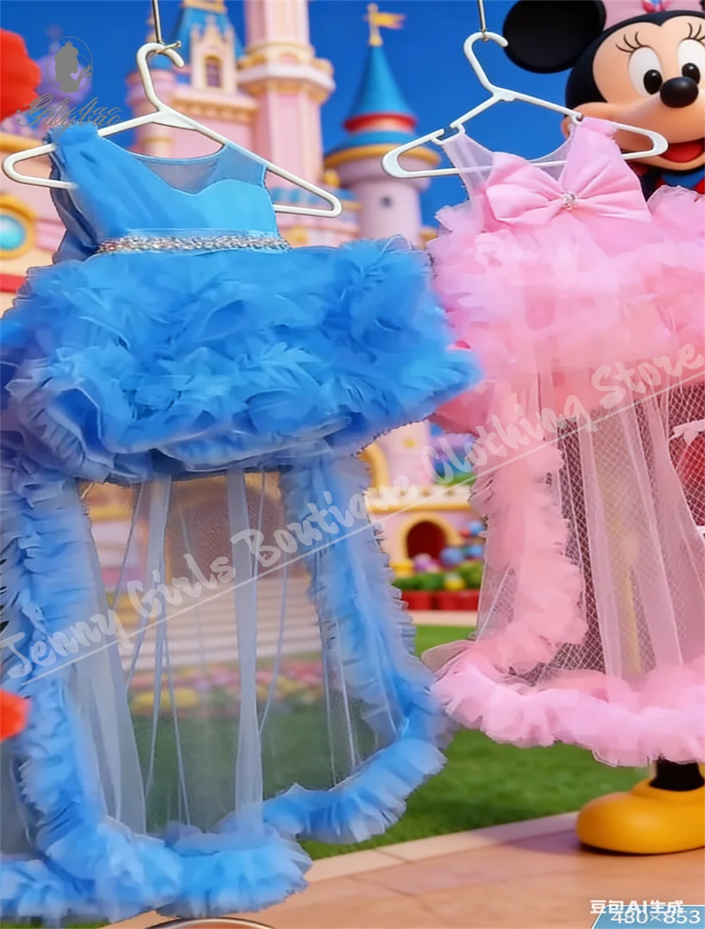 

Flower Girl Dress Suitable For Weddings Birthdays Tulle Train Children's First Communion Banquet Evening Dress Customizable