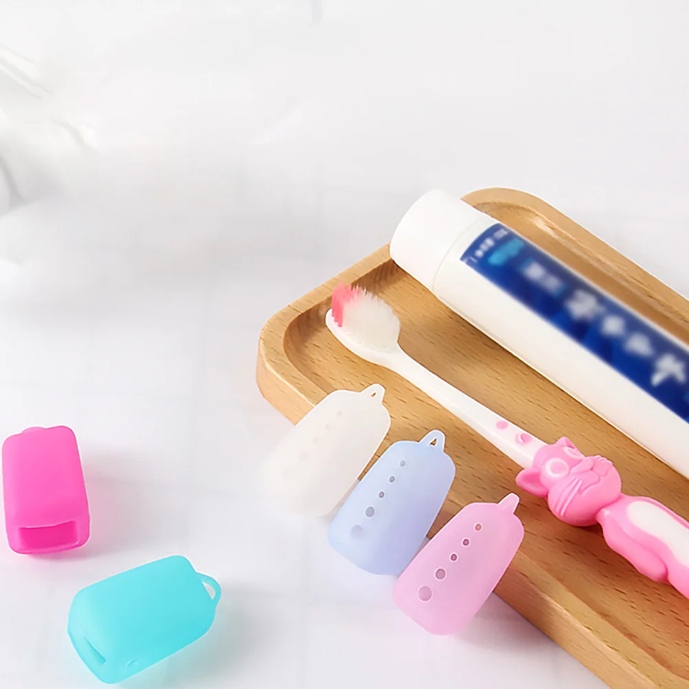 10 قطع من أغطية حماية لفرشاة الأسنان بتصميم مجوف يسمح بمرور الهواء للسفر والأنشطة الخارجية ومحمولة ومريحة بلون عشوائي #4