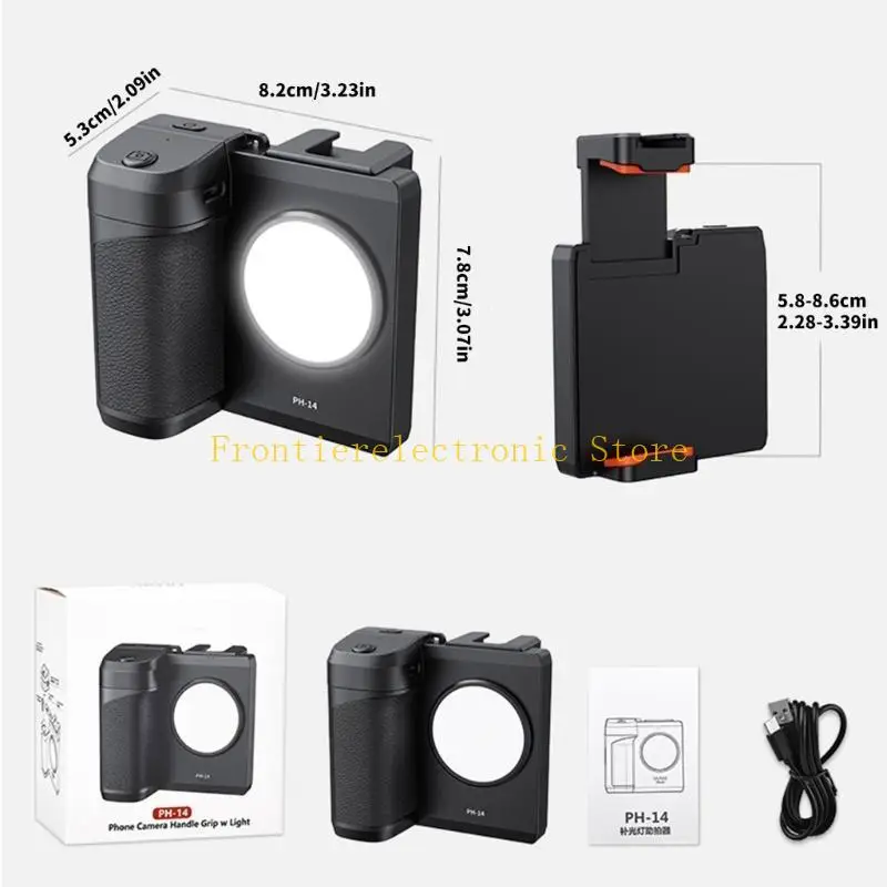 G8DB Phone Grip with Detachable Camera Control and LED Light Phone Wireless Shutter