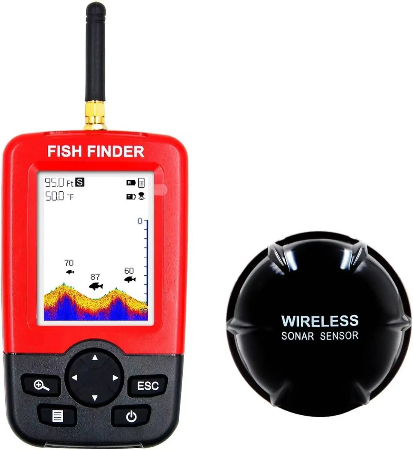 

Portable 100m Wireless Sonar Sensor Fish Finder for Fishing Bait Boat LCD Display Depth Locator Echo Sounder Fishfinder Ice Fish