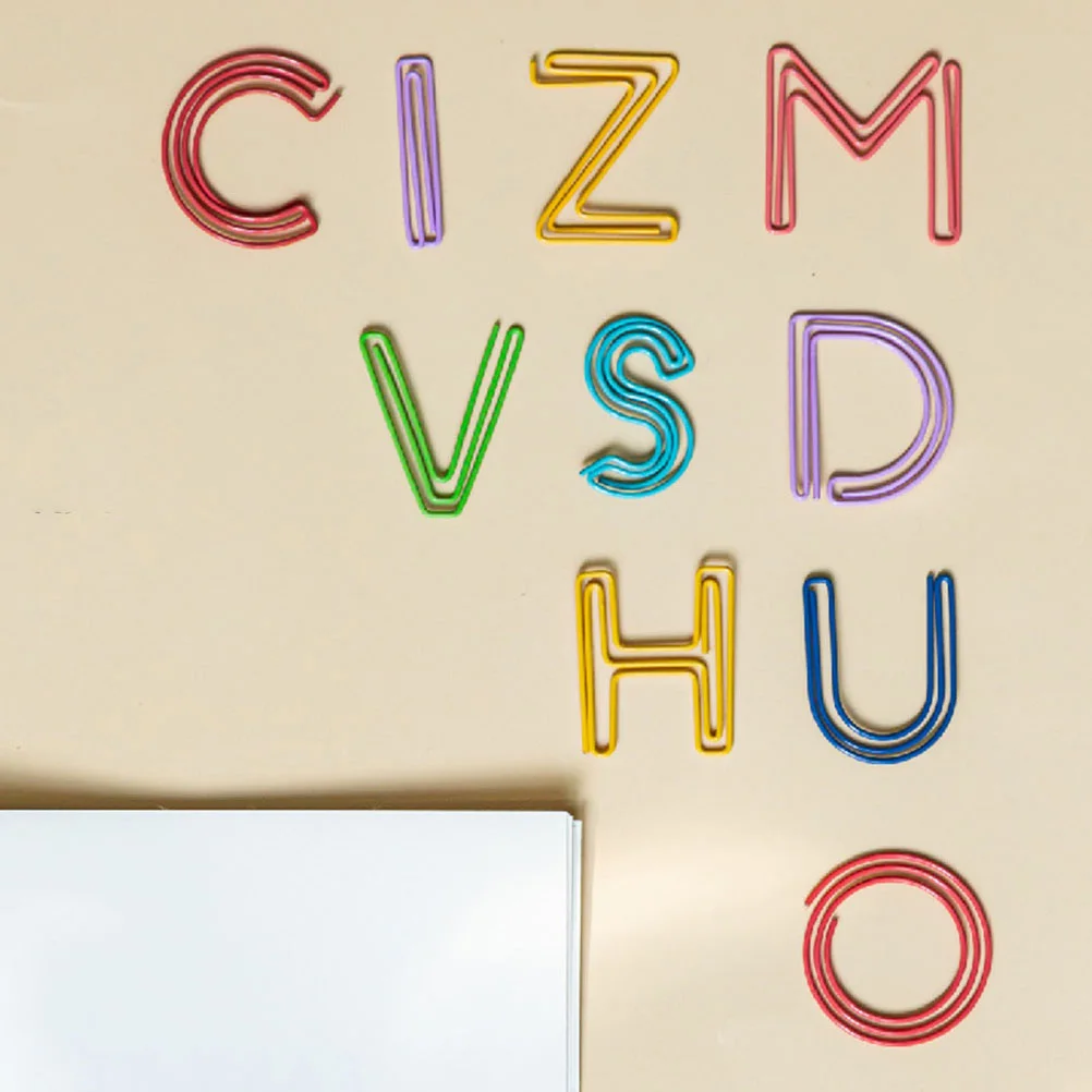 

52pcs Letter Bookmark Clamps Iron Paper Clips Colorful Office Supply File Folders Memo Photo Holders School Stationery