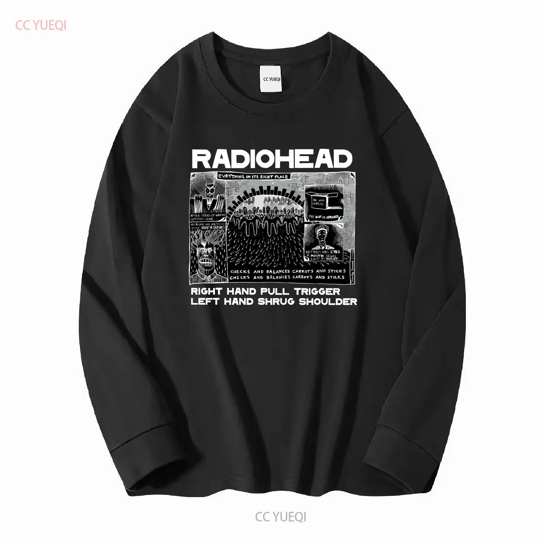 Radiohead RARE T Shirt Right Hand Pull Trigger Left Shrug Shoulder Nice XL long or short sleeves vintage Washed