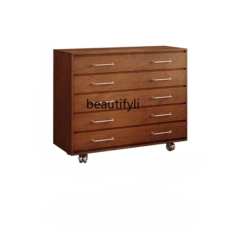 

Medieval chest, retro sofa side cabinet, solid wood mobile storage bedroom, bedside cabinet