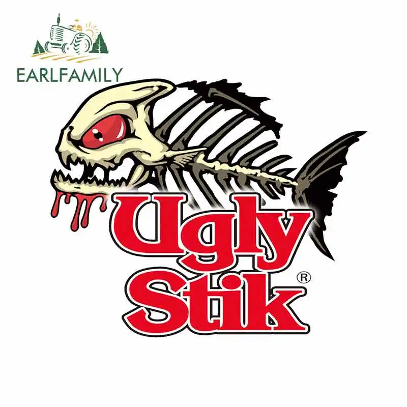 EARLFAMILY 13cm X 10.7cm Para Ugly Stik Bloody Fishing, pegatinas de vinilo para coche, gráficos JDM para parachoques, maletero y camión, calcomanía de anime impermeable