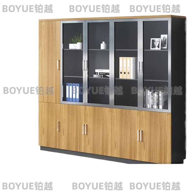 Wooden Office File Cabinet Against Wall Storage for Financial Vouchers Data Archives Organizer Shelf Unit Home Business