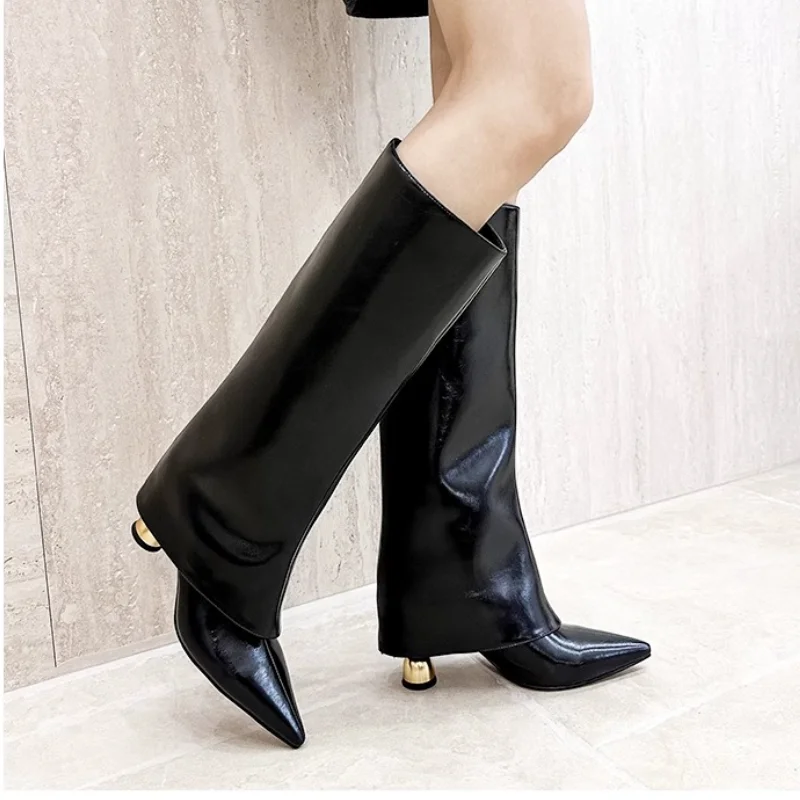 Pointed Toe Women High Boots Designer High Heels Shoes Fashion Knee High 2025 Winter Chelsea Boots  Pumps Luxury Botas Mujer image 3