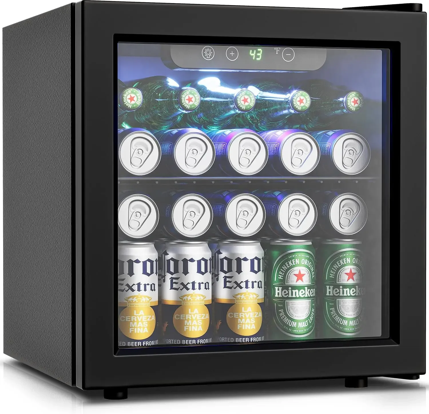 Refrigerator Cooler - 12 Bottle 55 Can Mini Fridge with Glass Door - Small Refrigerator for Office Home Bedroom Bar, 1.3 Cu.Ft