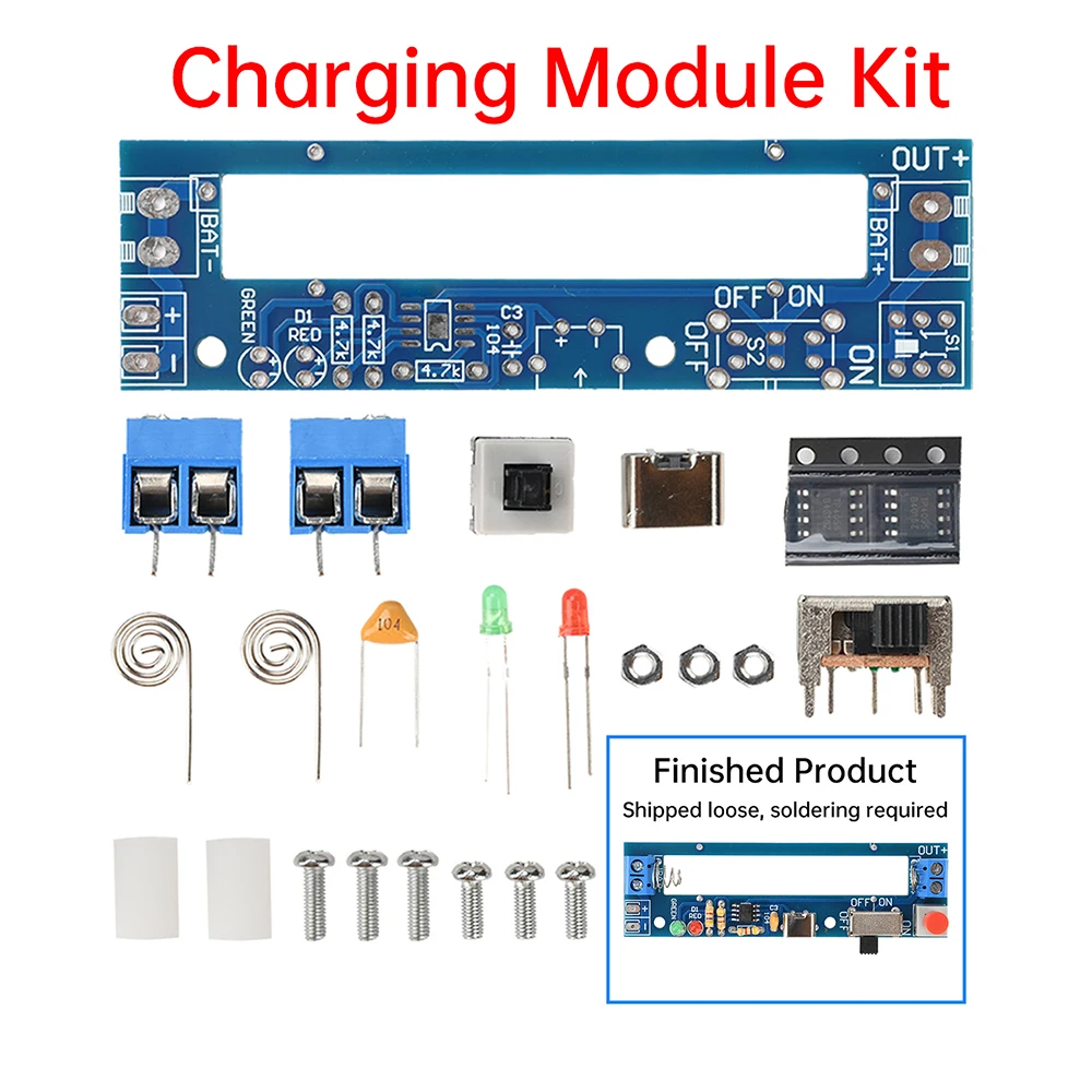 DC 3.7V Power Bank Battery Charging Module Kit 18650 Lithium Battery Holder Type-C Interface