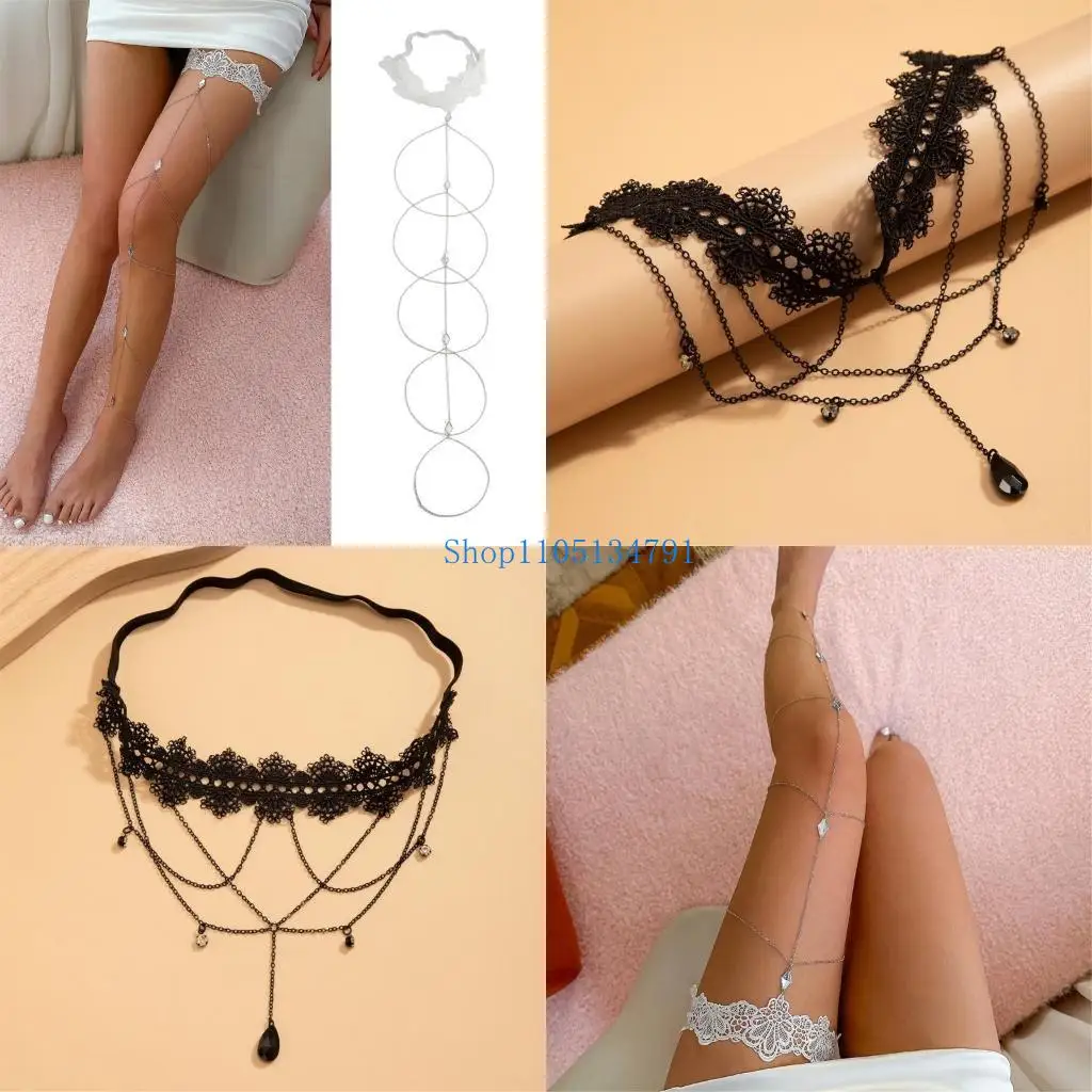 

98 км модная кружевная цепочка для украшения бедра, цепочка из бисера ручной работы, цепочка на ногу с кисточками для фестивалей