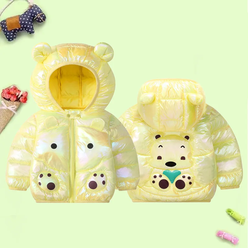 1 2 3 4 5 Years Baby Down Jacket Cute Bear Winter Hooded Zipper Girls Coat Waterproof Boys Outerwear Birthday Gift Kids Clothes