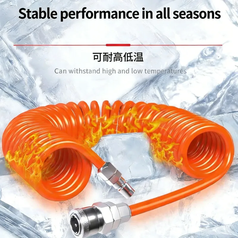 PU Spring Pipe Air Compressor Gas Line Pneumatic High Pressure Telescopic Spiral Hose With Joint 6mm 8mm 10mm 12mm