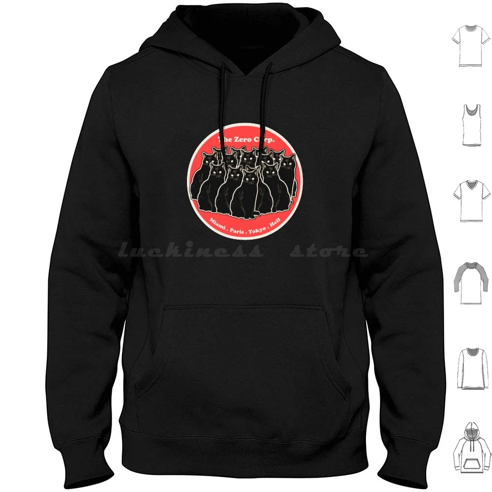 The Zero Corp.-Black Cats Gang Logo Hoodies Long Sleeve Black Cat Satan Goth Occult Daemon Pop