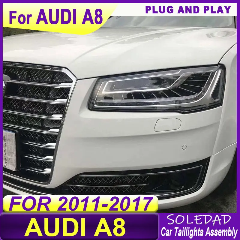 2pcs Car Headlights For Audi A8 2011-2018 Headlight LED Projector head Lamp Daytime Running Light Automotive Accessories