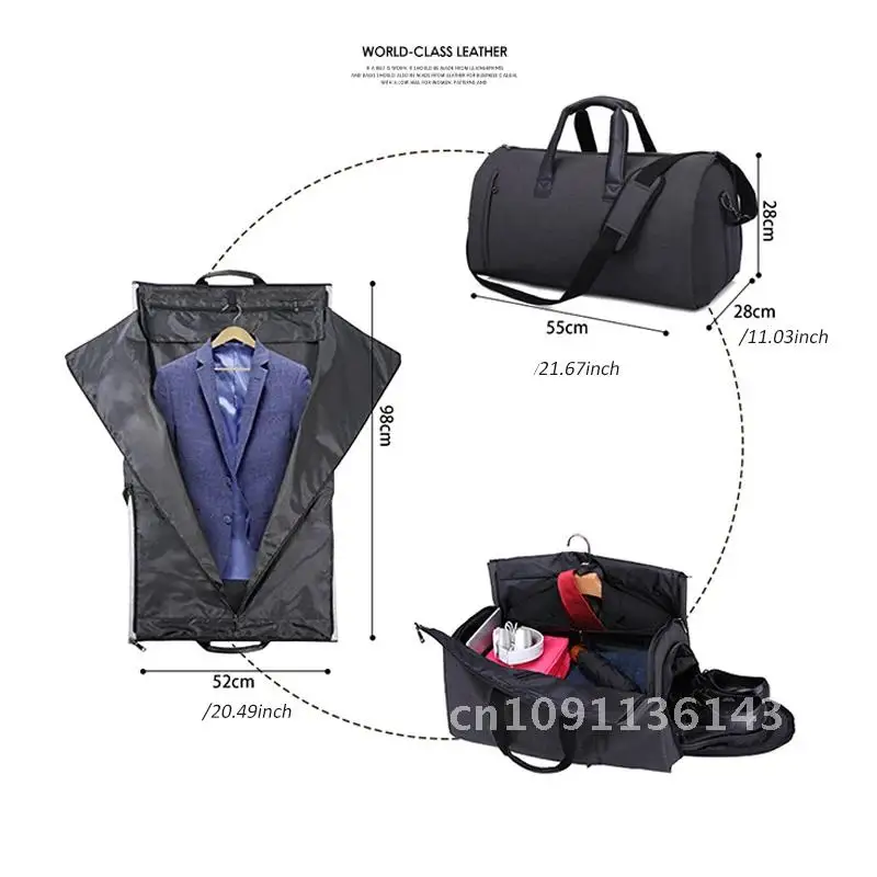 2 In 1 Garment Travel Travel With Shoes Compartment Convertible Bag With Luggage On Carry Shoulder Duffel Suit Bag Strap Bag