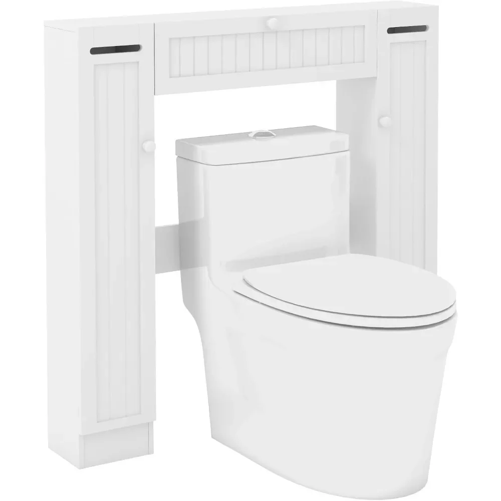 

Over The Toilet Storage Cabinet with 2 Doors and Adjustable Shelves, Space-Saving Rack Bathroom Shelf with Paper Holder.