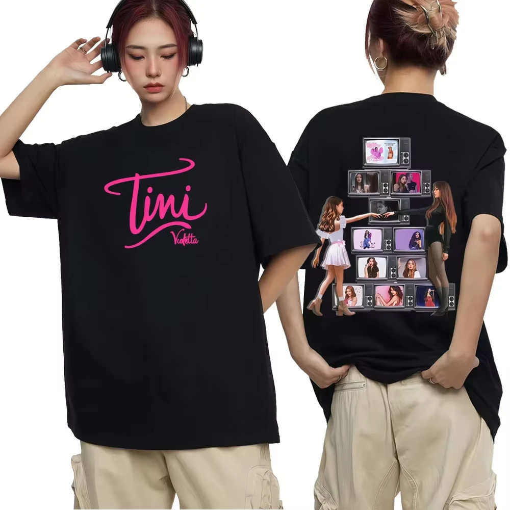 Camiseta de la gira La Triple T Futtura 2026 de la cantante TINI STOESSEL, camiseta Harajuku de estilo hip hop para hombre y mujer, camisetas de algodón para hombre