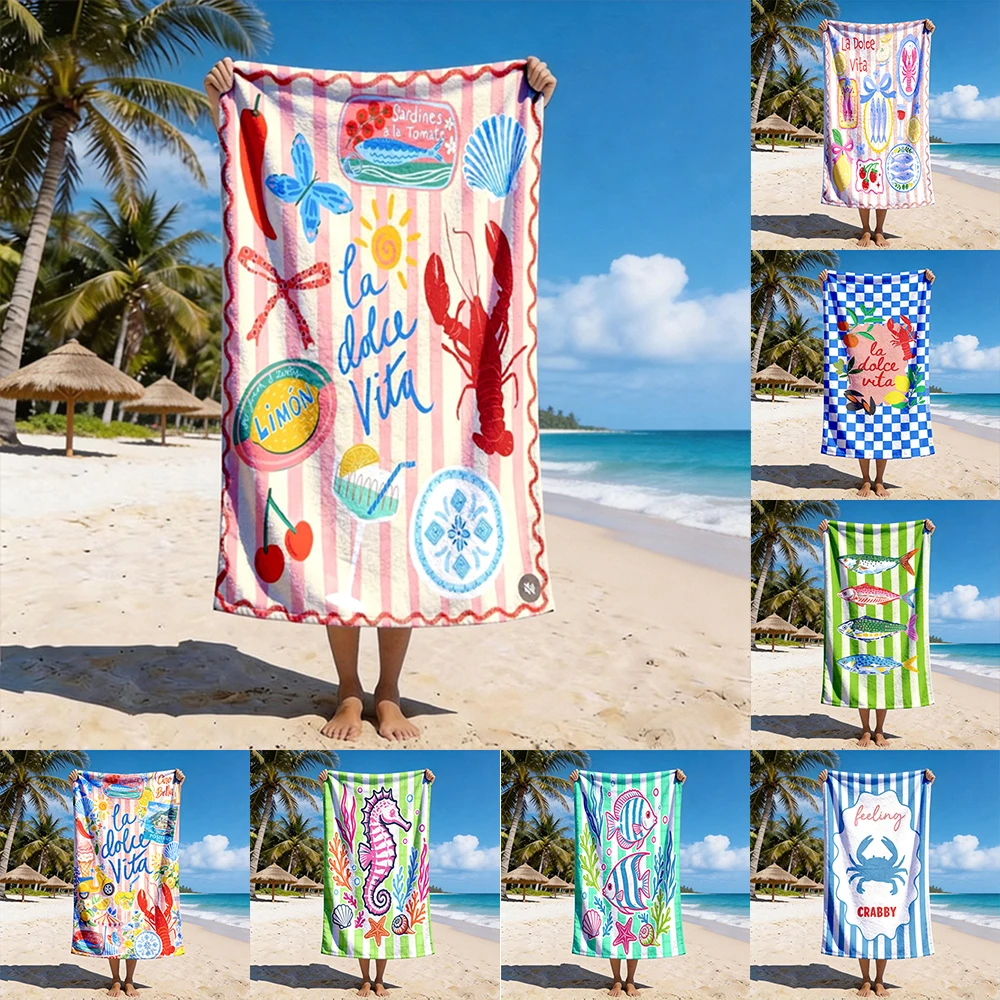 1pc Assorted Summer Beach Towels with Vibrant Coastal Prints Perfect choice for beach vacation party gifts