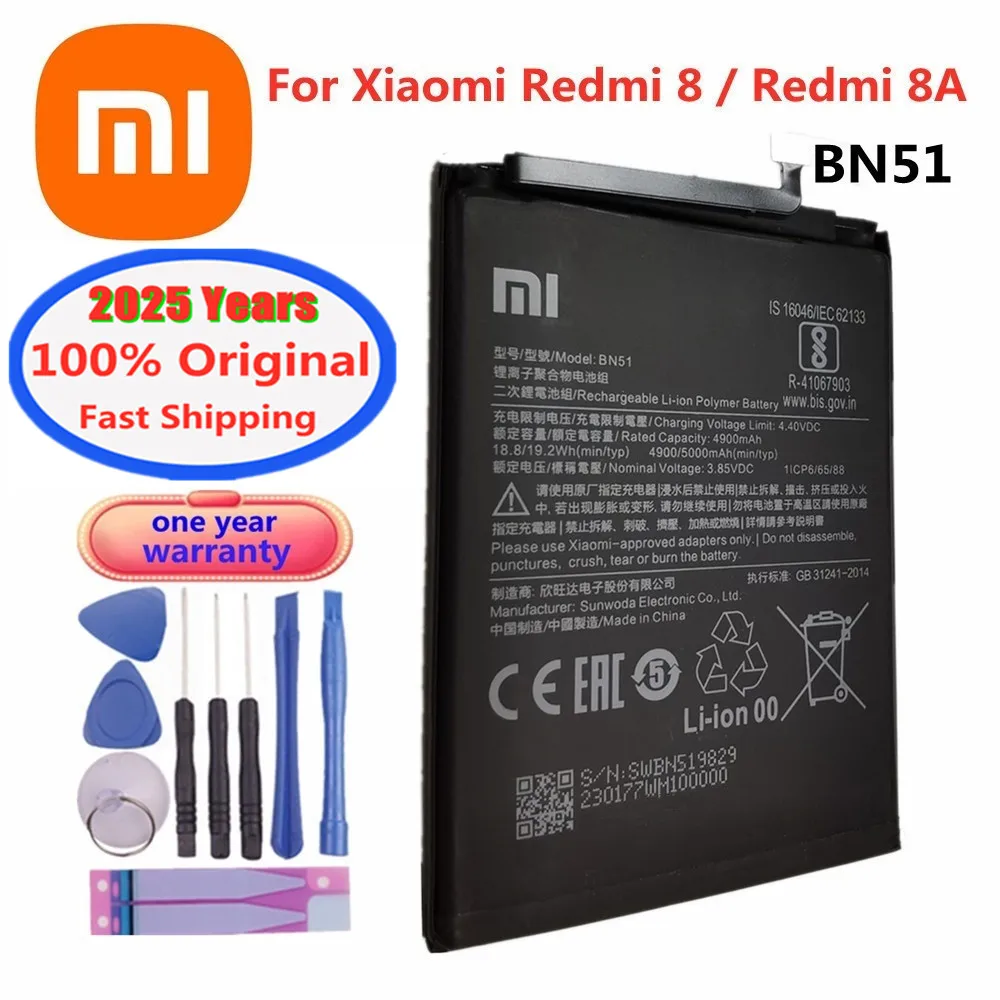 2025 Years BN51 Orginal Battery For Xiaomi Hongmi Redmi8 Redmi8A Redmi 8 Redmi 8A Mobile Phone Battery Bateria Fast Shipping