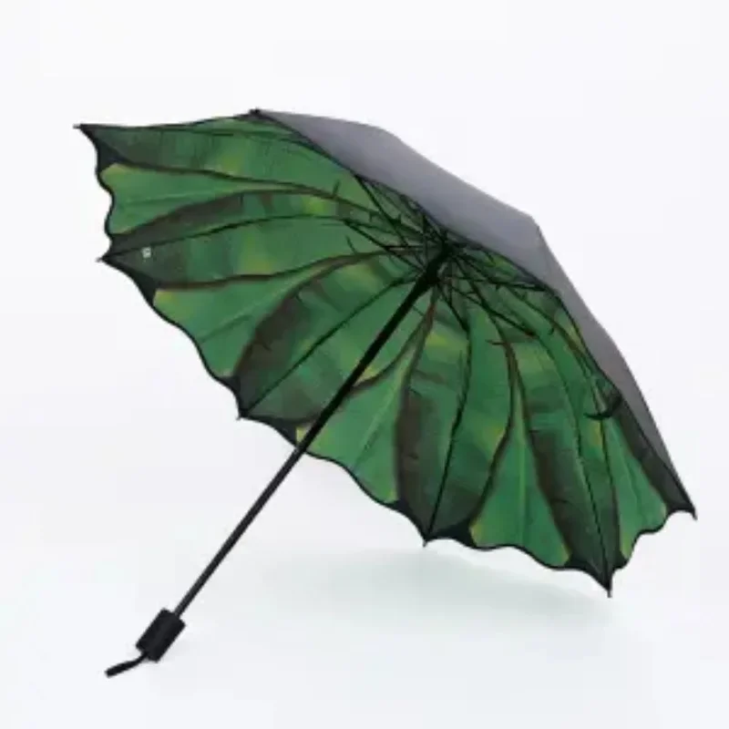 

8-Bone Banana Leaf Umbrella Manual Folding Single Double Layer Sunny Umbrella for Men Women Summer Sun Protection UV Protection