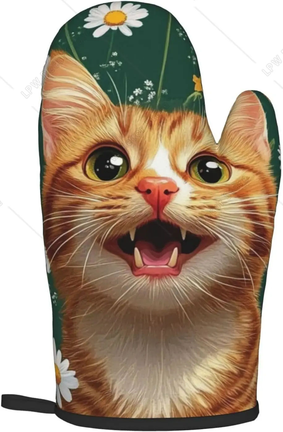 Cute Cats Print Oven Mitts and Pot Holders Set of 2 Heat Resistant Oven Mitten Potholders for BBQ Cooking Grilling Baking