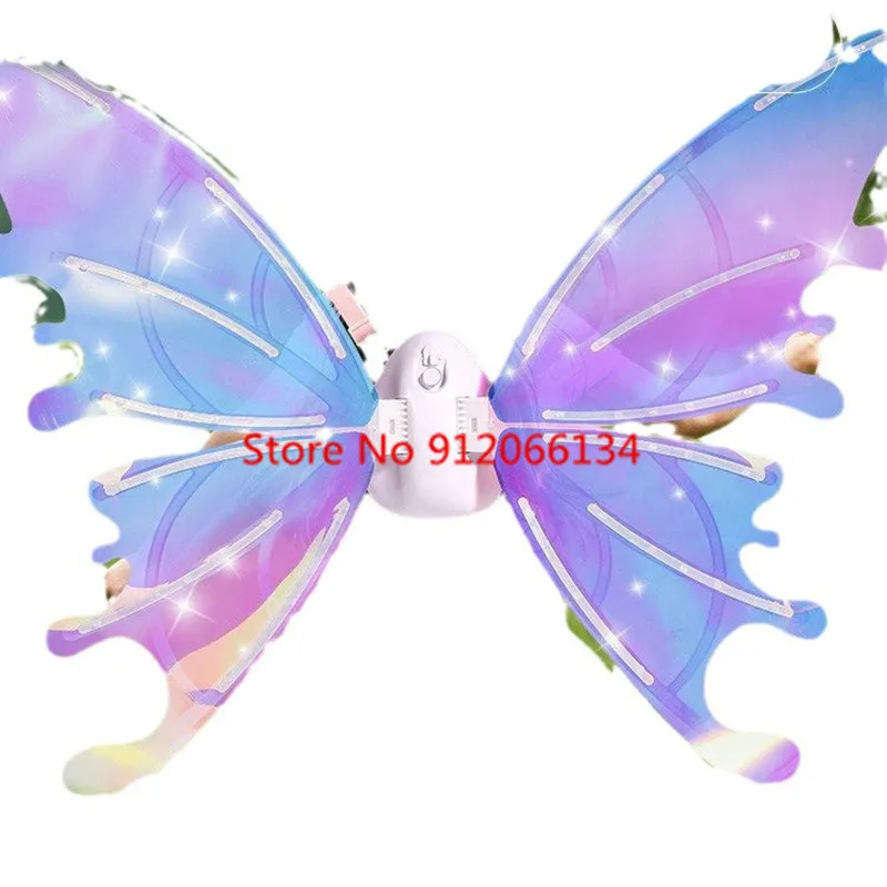 محاكاة فراشة الكهربائية الملونة الإضاءة الجنية الجناح ABS مظهر رائع الموسيقى الجناح مرحلة الأداء الدعائم لعبة أطفال