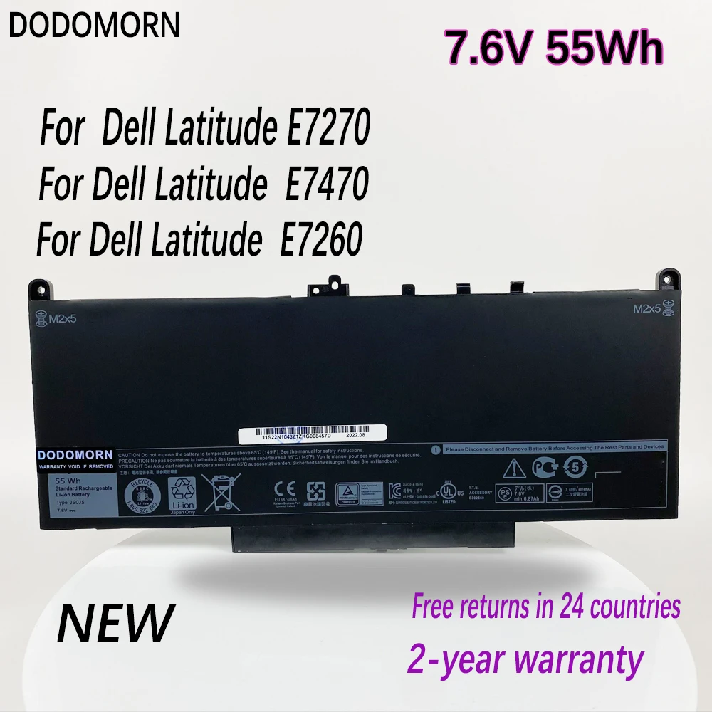 

DODOMORN New J60J5 Laptop Battery For Dell Latitude E7470 E7270 E7260 451-BBSY R1V85 MC34Y 242WD 1W2Y2 J6OJ With Tracking Number