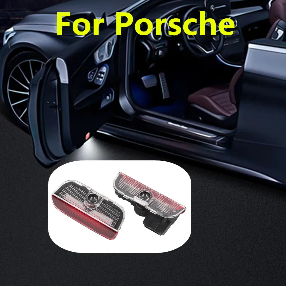 2x For Porsche Macan 95B Boxster 955 957 958 911 LED Car Welcome Warning Courtesy Logo Projector Ghost Shadow Light Accessories