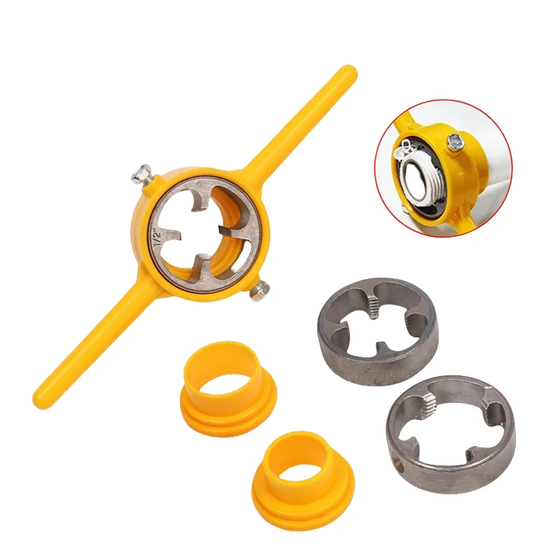 Pipe Thread Making Tool Set Faucet Mold Tap Die Hand Tools PVC Water Pipe Die Threader Maker for Pump Pipe Repair Tool 