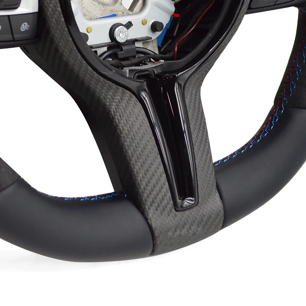 For BMW F30 F10 Alcantara Leather Dry Carbon Fiber Baked Paint Black Button Frame M Performance Steering wheel Assenbly