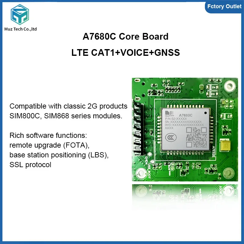 SIMCOM A7680C Core Board Development Board LTE CAT1 Module Support Voice GNSS(Optional) Core board With antenna