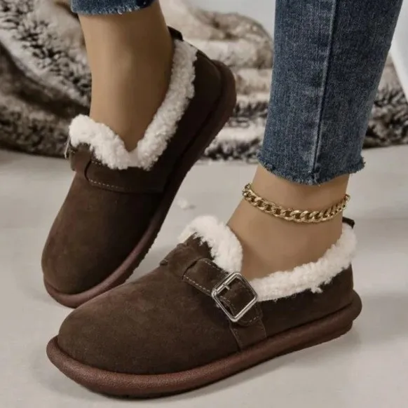 Comfortable Fur Classic Clogs for Women Winter New Fashion Cork Insole Plush Slipper with Arch Support Cozy Furry Suede Shoes