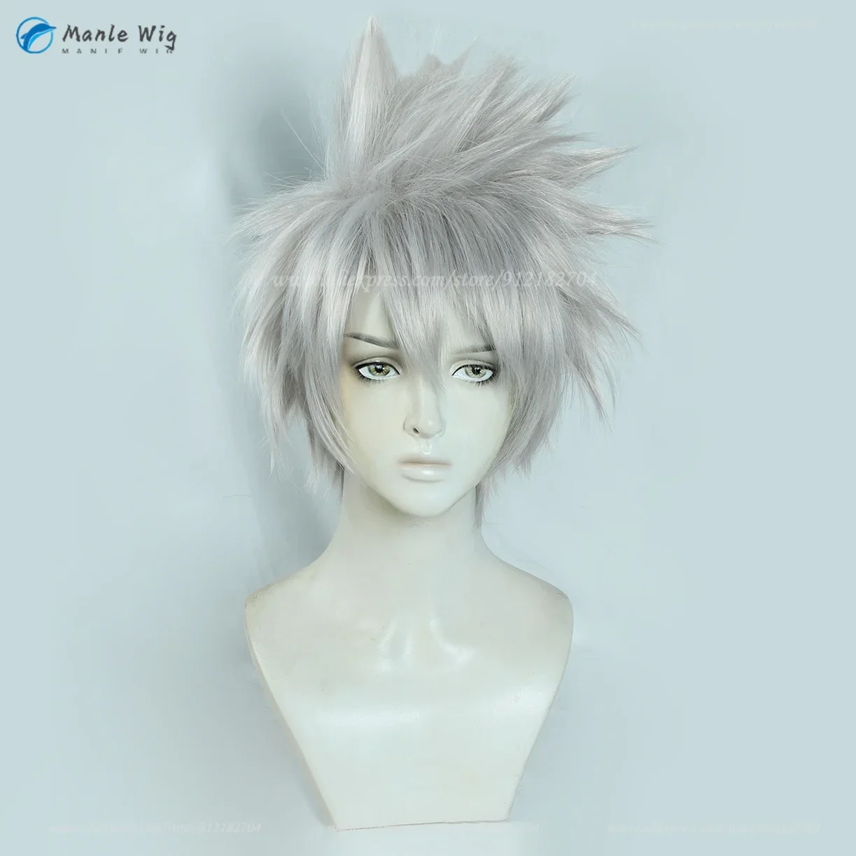 Anime Hatake Kakashi Cosplay Wigs Short Silver Grey Wigs Heat Resistant Synthetic Hair Halloween + Wig Cap