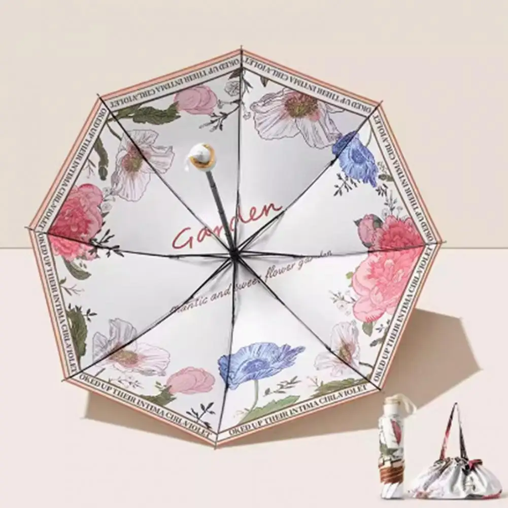 Travel Sun Umbrella Floral Print Uv Blocking Travel Umbrella with Double sided Portable Waterproof for Outdoor