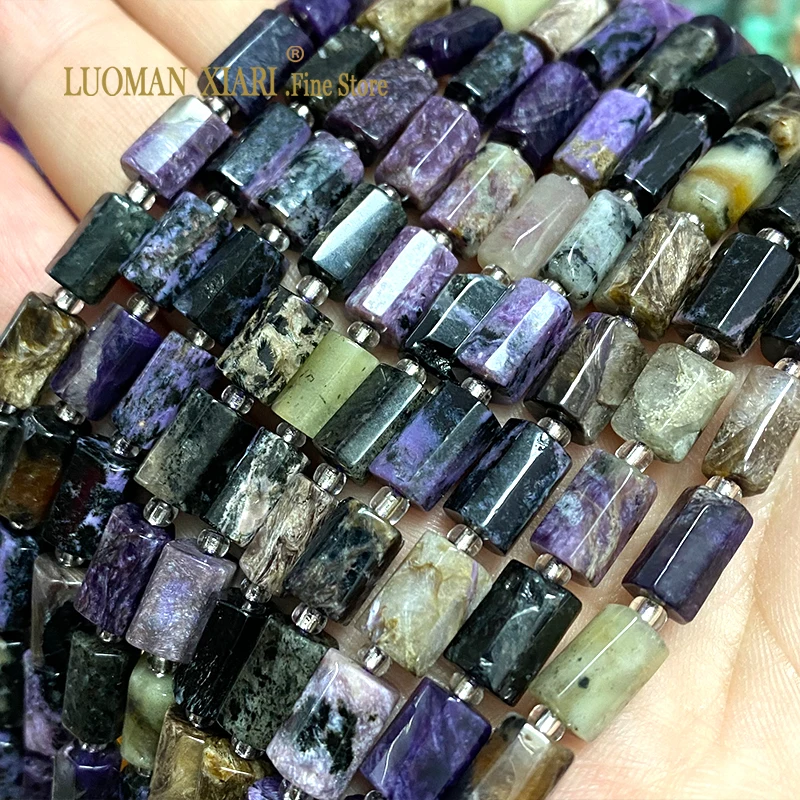 

Fine Natural Stone Charoite Loose Faceted Cylinder Gemstone Spacer Beads For Jewelry Making DIY Bracelet Earrings Accessories