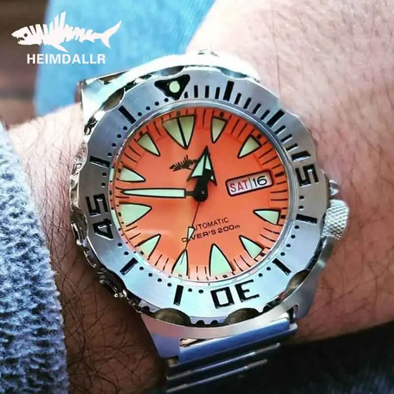 Heimdallr-男性用自動霜時計,発光ダイビングウォッチ,メカニカル 