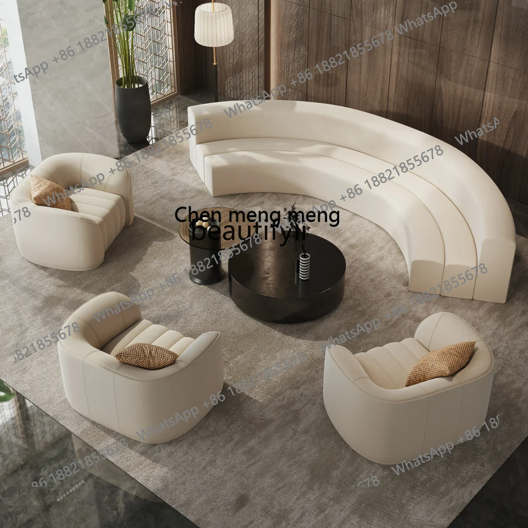 z183  Semicircular curved sofa special-shaped office beauty salon hotel lobby rest area reception and negotiation