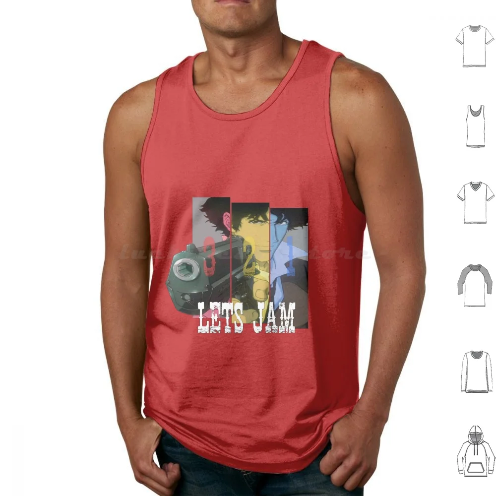 Let's Jam Tank Tops Vest Sleeveless Anime Manga See You Soon Space Jet Spike Black Lagoon Japan Japon Western