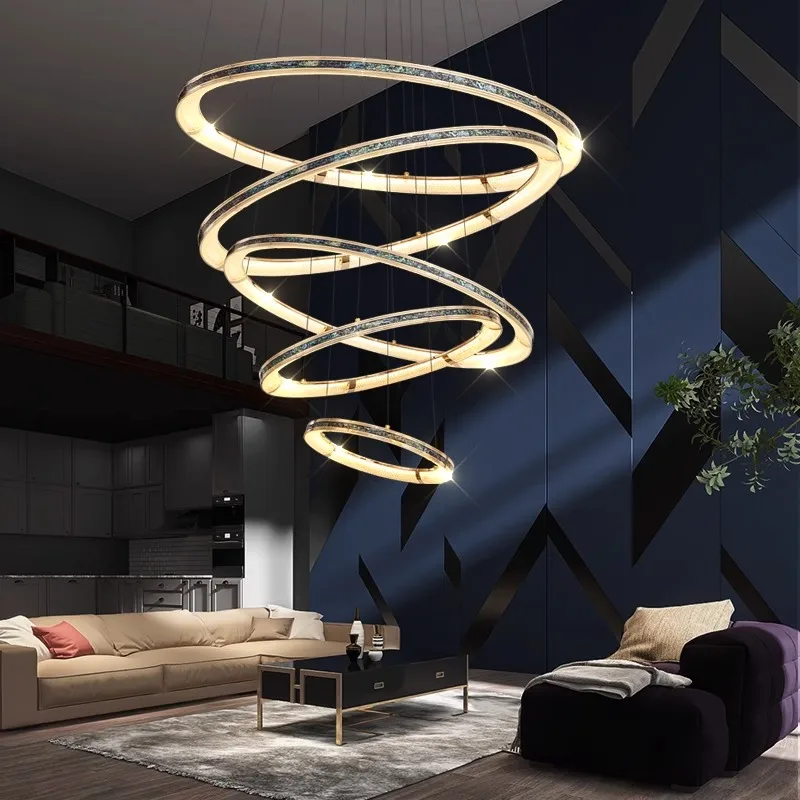 

Modern ring stairs led lights pendant light lamps for living room led Chandeliers for dining room hanging light indoor lighting