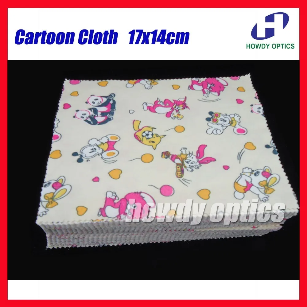 

100pcs 17x14cm Quality Cartoon lens spectacle glasses Microfiber cleaning cloth Neddle-2