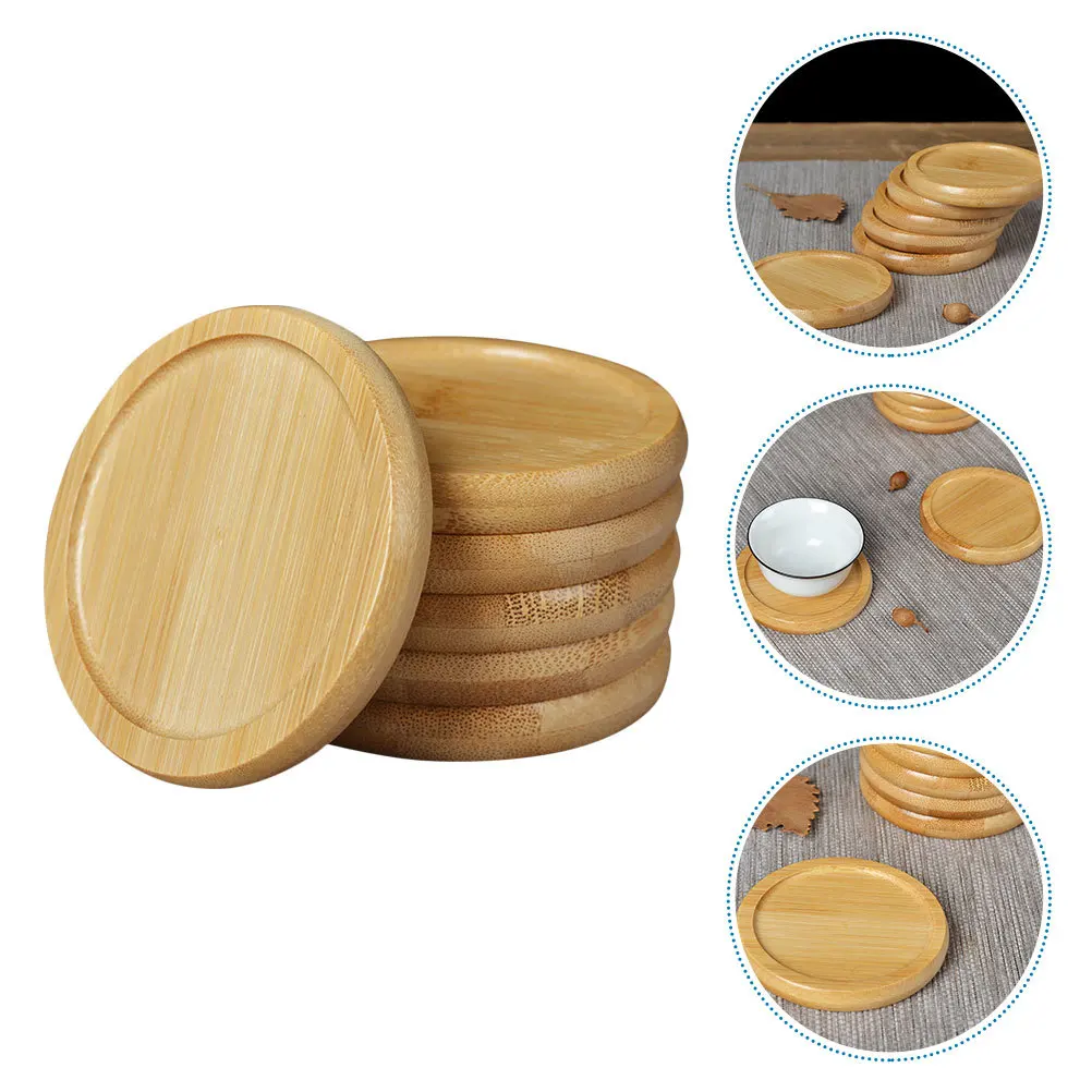 

6Pcs Bamboo Cup Mats Heat Resistant Coasters Round Drink Pads for Home Office Table Decorative Saucer Bamboo Coasters