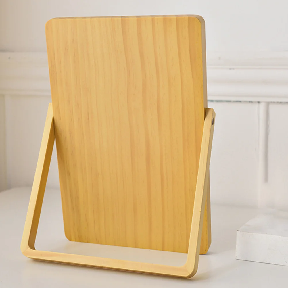 

Elegant Light Yellow Makeup Mirror Solid Wood Construction Compact and Stable Perfect for Bedroom Dressing Table Decor Female