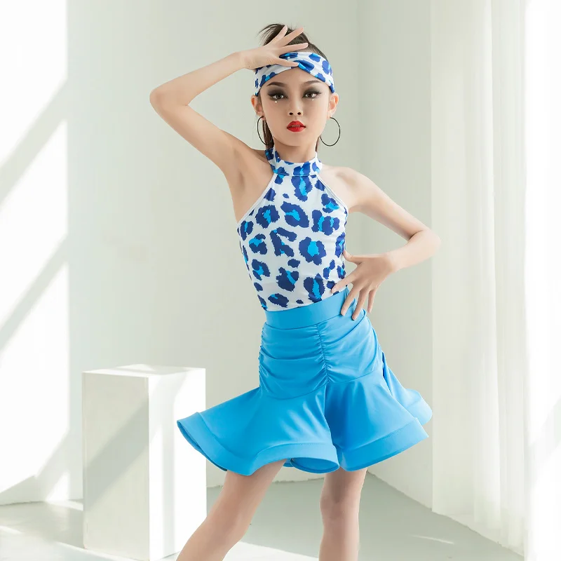 فتاة ليوبارد مهنة فستان رقص اللاتينية الاطفال مثير المرقعة ، تشا تشا تانجو Dancewear قاعة الرقص توتو المنافسة الرقص الملابس