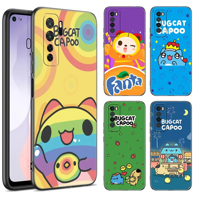 BugCat Capoo Animal Black Phone Case For Huawei Nova 11 12 Ultra 9 10 SE Pro 11E 11i 12i Y70 Plus Y60 Y61 Y71 Y72 Y90 Y91