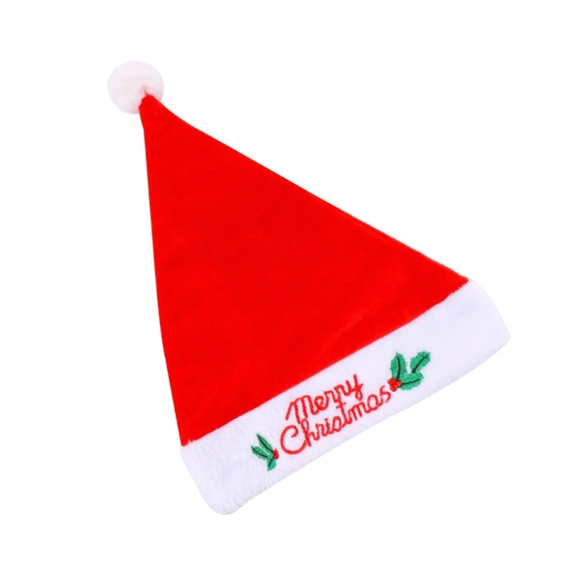 Warm Santa Hat Embroidery Thicken Plush for Holiday Comfort Liner Christmas New Year Symbol Caps with White Brim